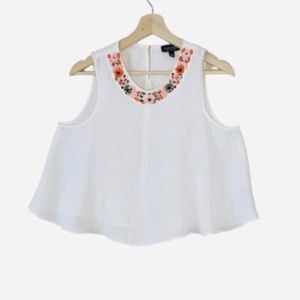 Topshop flowy tank with bejeweled neckline